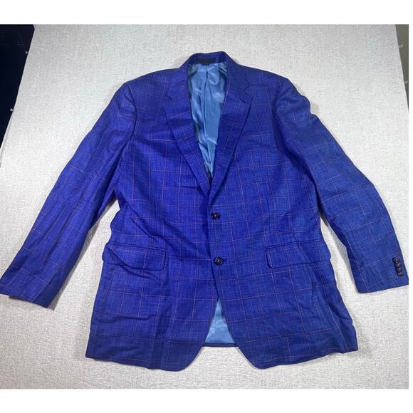 Paul Betenly Mens 42L Blue Pink Wool Silk Linen Blend 2 Button Sport Coat Blazer - Picture 1 of 9
